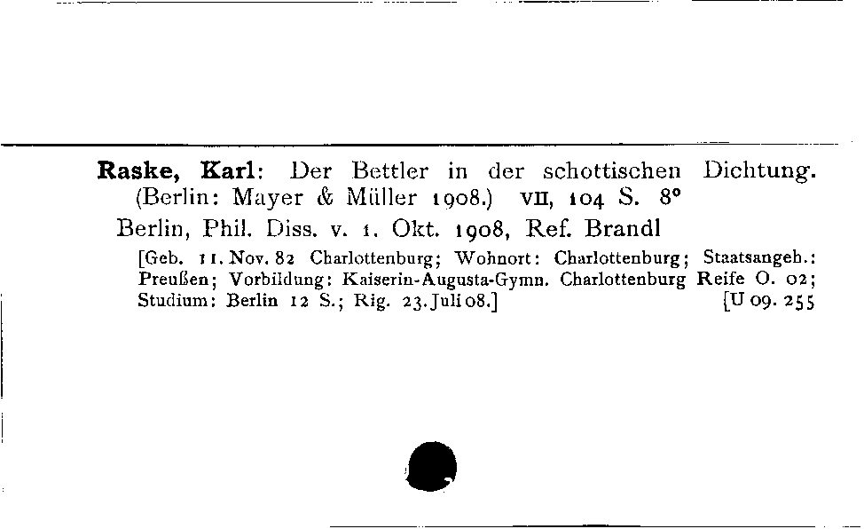 [Katalogkarte Dissertationenkatalog bis 1980]