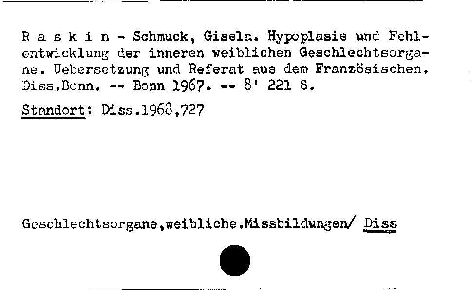 [Katalogkarte Dissertationenkatalog bis 1980]