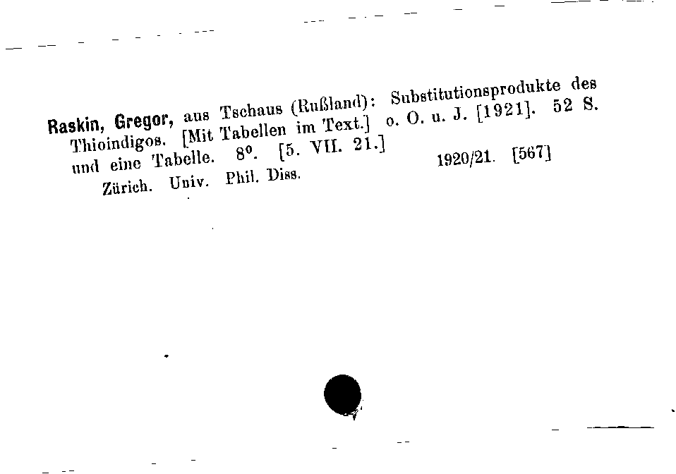 [Katalogkarte Dissertationenkatalog bis 1980]