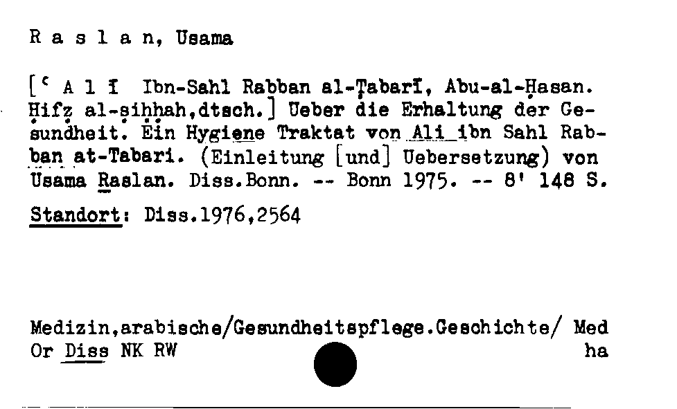 [Katalogkarte Dissertationenkatalog bis 1980]