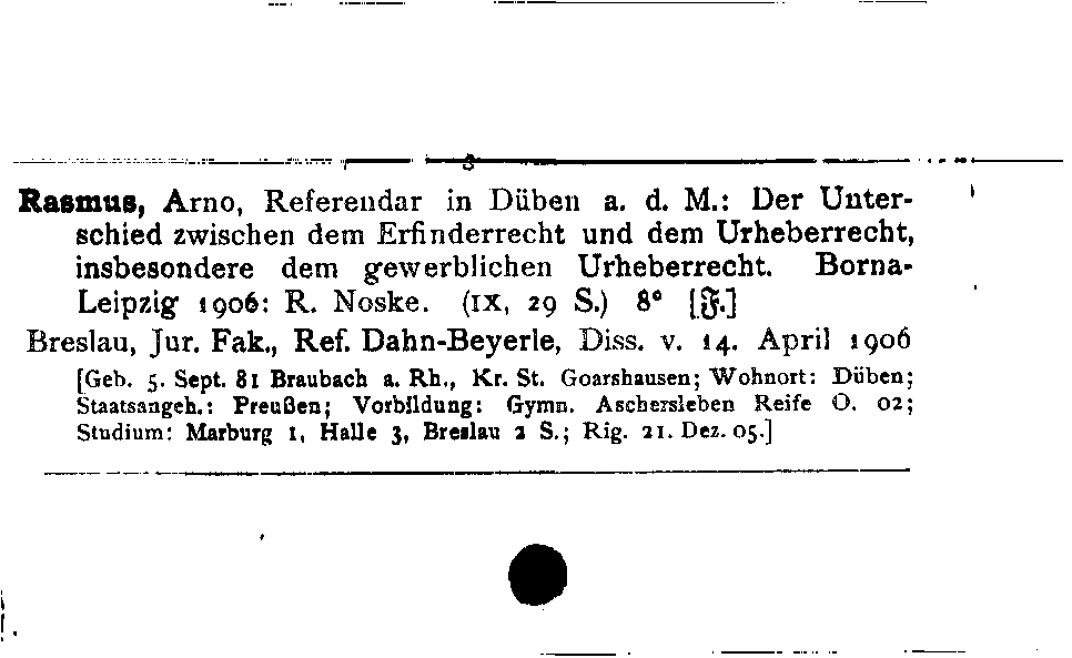 [Katalogkarte Dissertationenkatalog bis 1980]