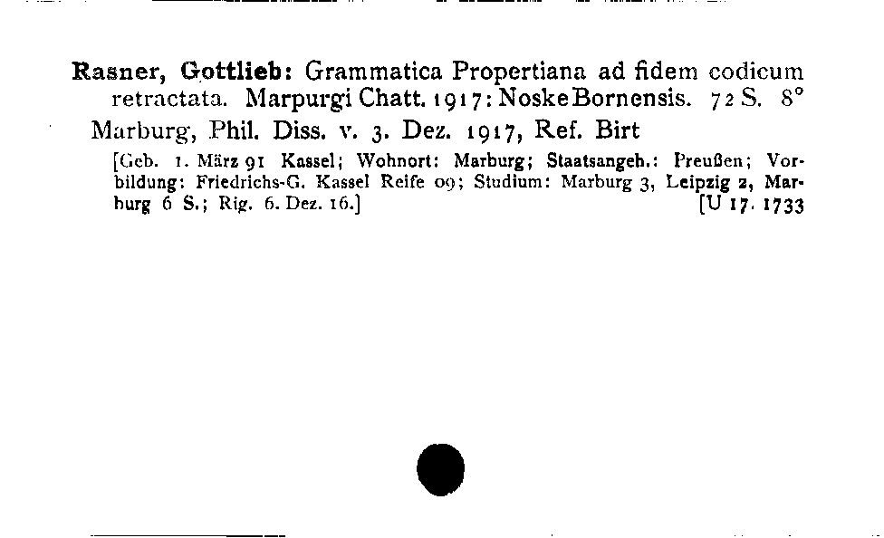 [Katalogkarte Dissertationenkatalog bis 1980]