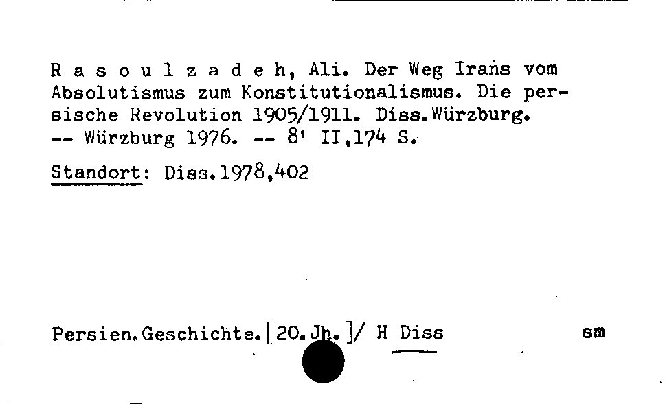 [Katalogkarte Dissertationenkatalog bis 1980]