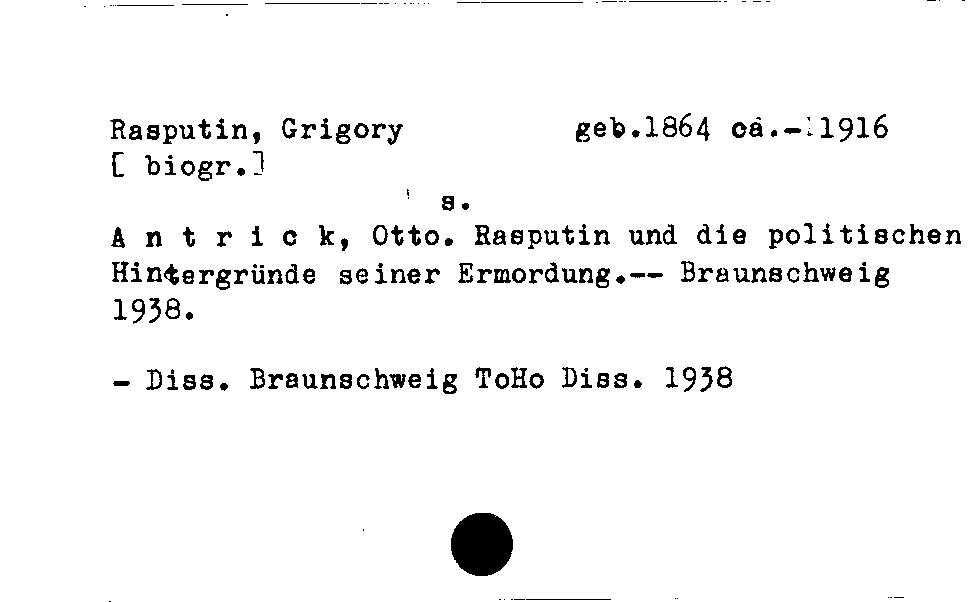 [Katalogkarte Dissertationenkatalog bis 1980]