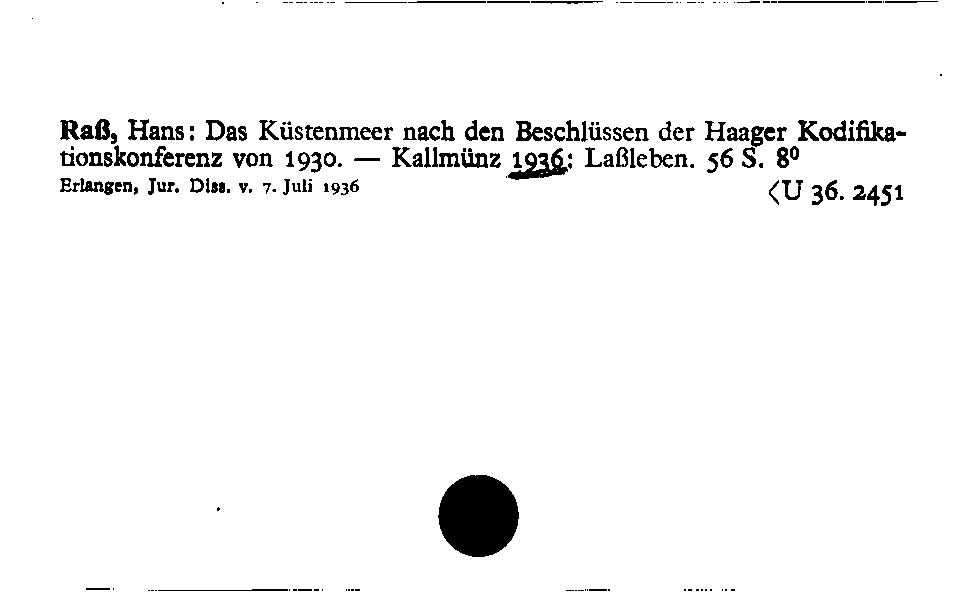 [Katalogkarte Dissertationenkatalog bis 1980]