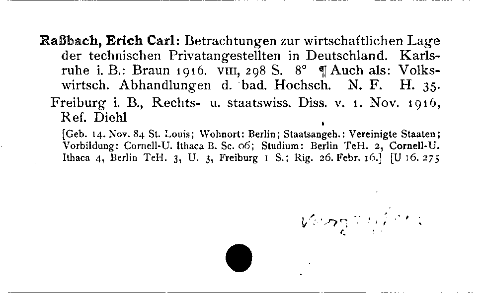 [Katalogkarte Dissertationenkatalog bis 1980]