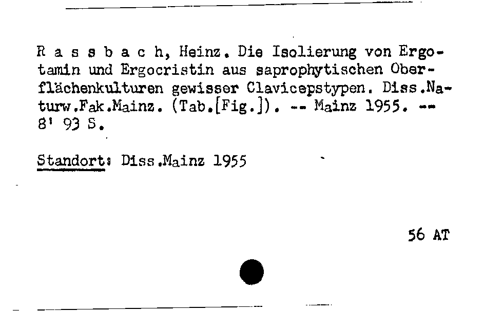 [Katalogkarte Dissertationenkatalog bis 1980]