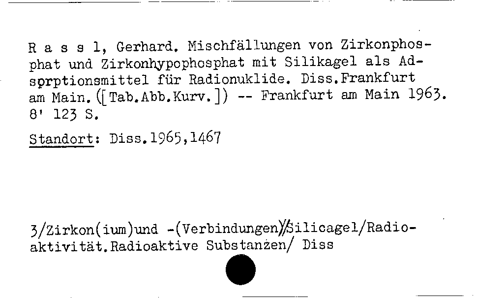 [Katalogkarte Dissertationenkatalog bis 1980]