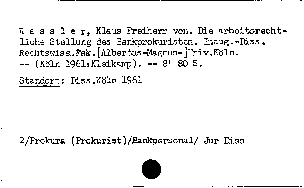 [Katalogkarte Dissertationenkatalog bis 1980]