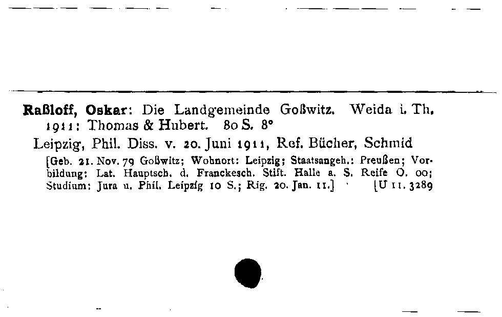 [Katalogkarte Dissertationenkatalog bis 1980]