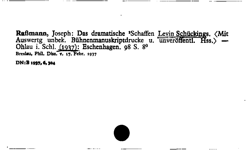 [Katalogkarte Dissertationenkatalog bis 1980]