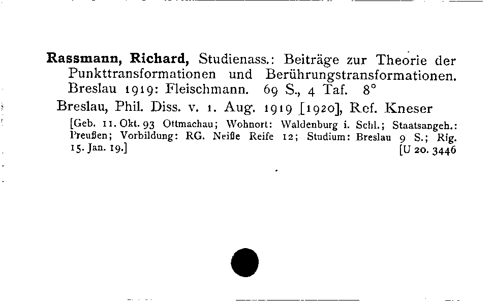 [Katalogkarte Dissertationenkatalog bis 1980]