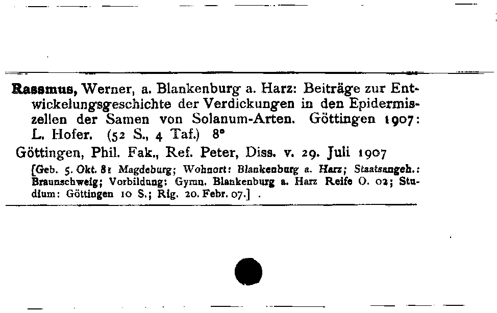 [Katalogkarte Dissertationenkatalog bis 1980]