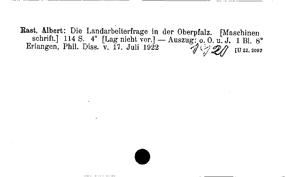 [Katalogkarte Dissertationenkatalog bis 1980]