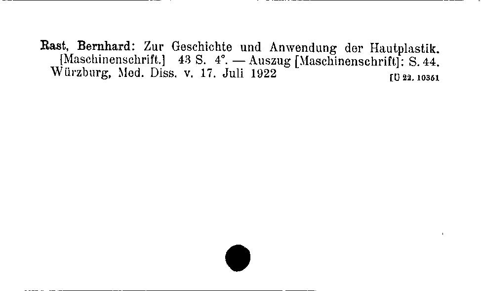 [Katalogkarte Dissertationenkatalog bis 1980]