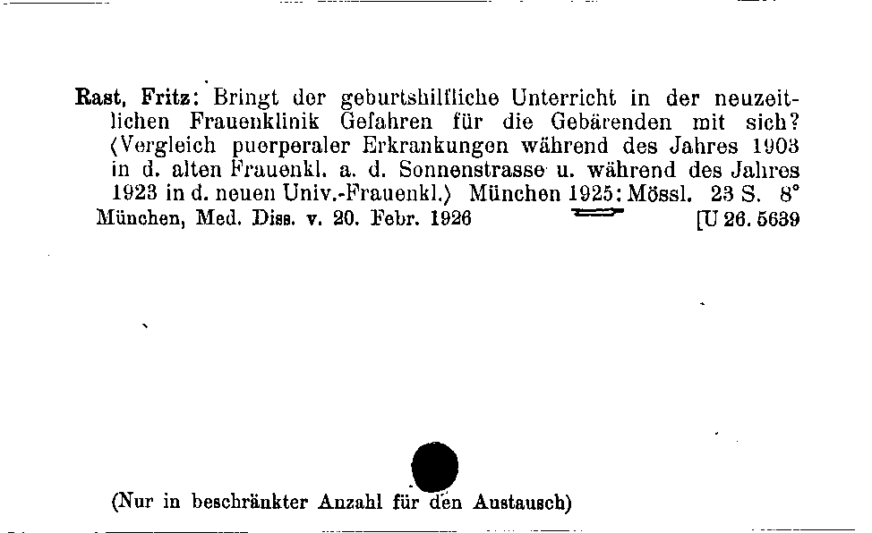 [Katalogkarte Dissertationenkatalog bis 1980]