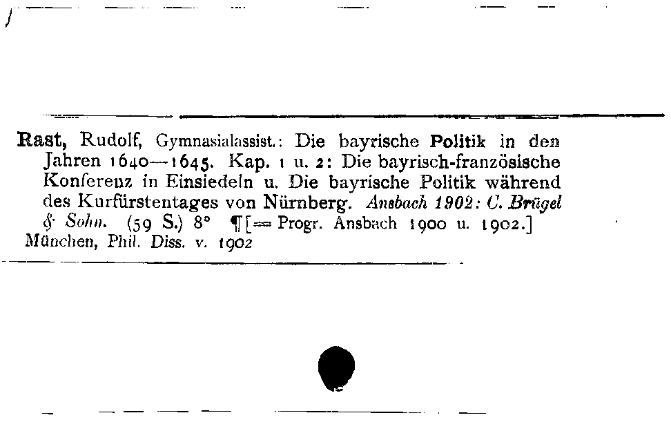 [Katalogkarte Dissertationenkatalog bis 1980]