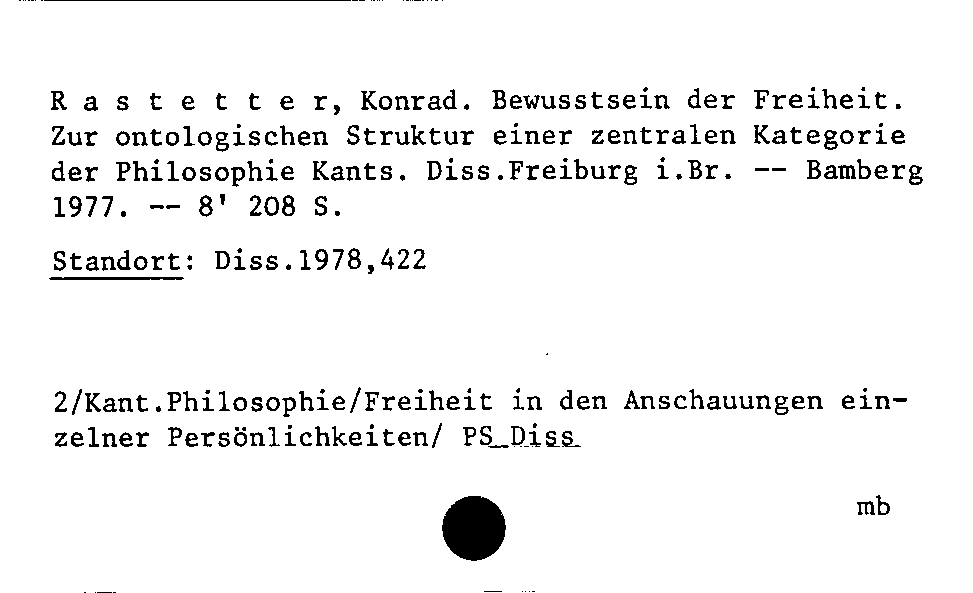 [Katalogkarte Dissertationenkatalog bis 1980]