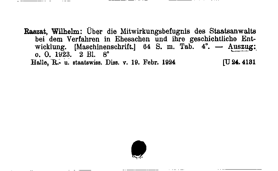 [Katalogkarte Dissertationenkatalog bis 1980]