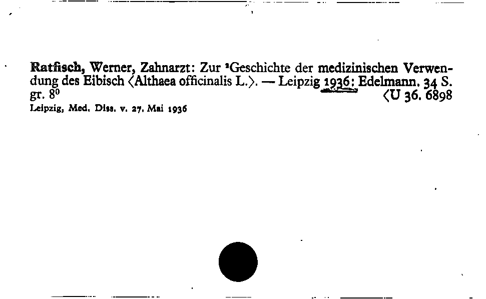 [Katalogkarte Dissertationenkatalog bis 1980]