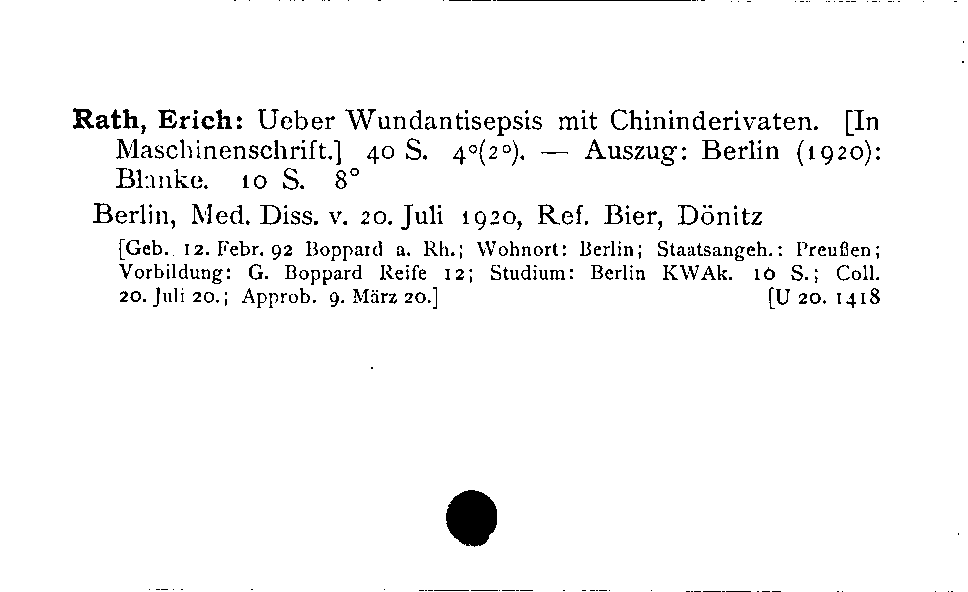 [Katalogkarte Dissertationenkatalog bis 1980]