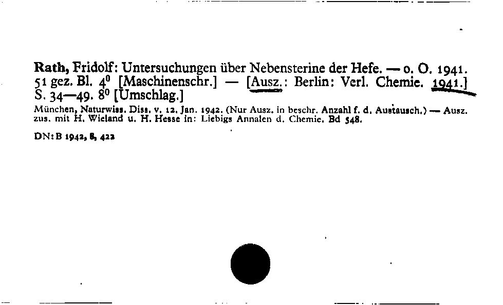 [Katalogkarte Dissertationenkatalog bis 1980]