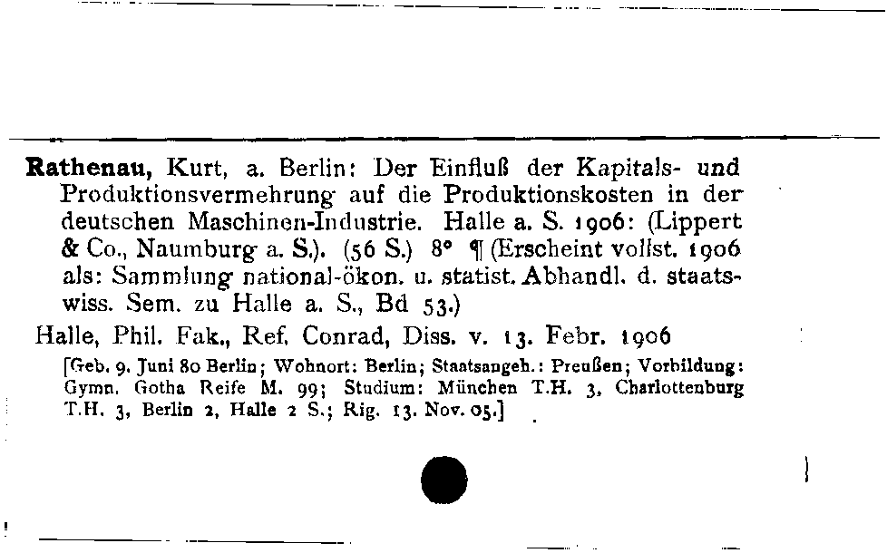 [Katalogkarte Dissertationenkatalog bis 1980]