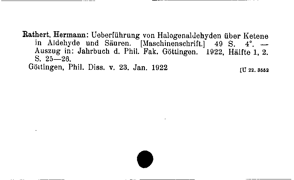 [Katalogkarte Dissertationenkatalog bis 1980]