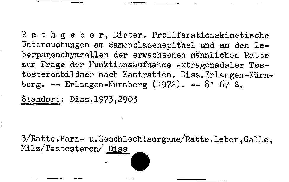 [Katalogkarte Dissertationenkatalog bis 1980]