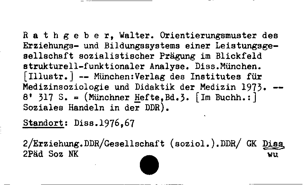 [Katalogkarte Dissertationenkatalog bis 1980]