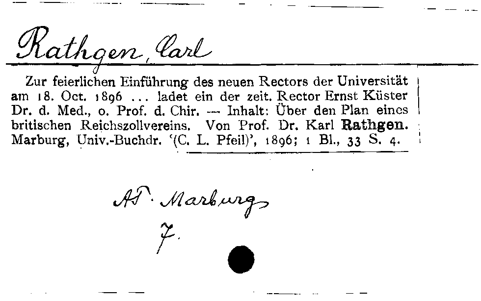 [Katalogkarte Dissertationenkatalog bis 1980]