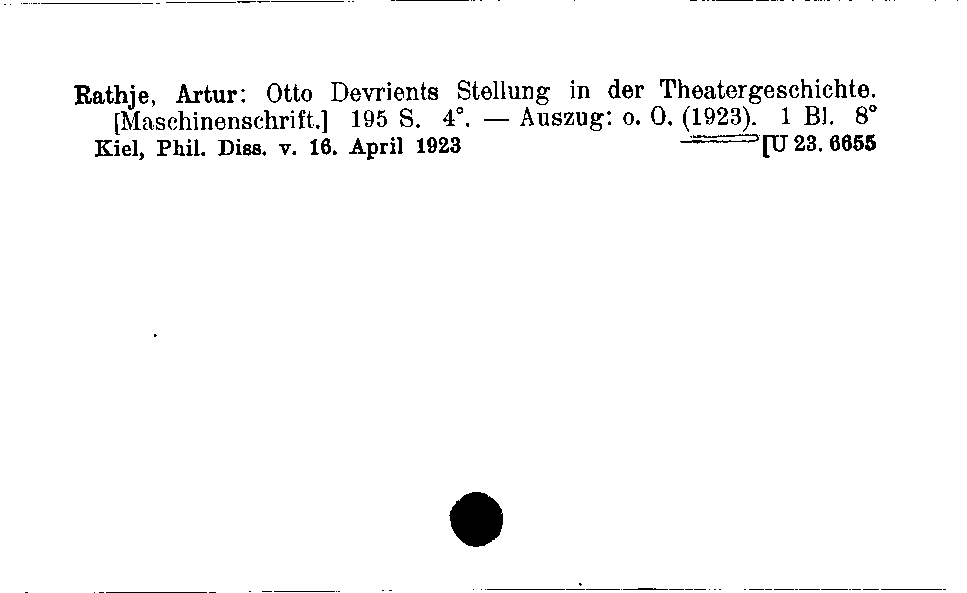 [Katalogkarte Dissertationenkatalog bis 1980]