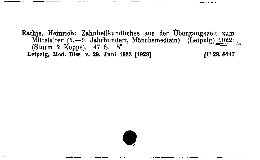 [Katalogkarte Dissertationenkatalog bis 1980]