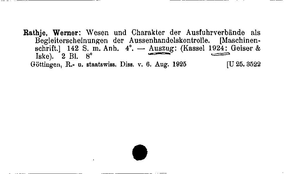 [Katalogkarte Dissertationenkatalog bis 1980]