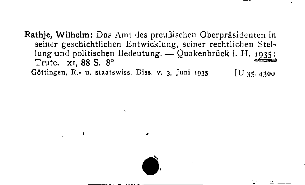 [Katalogkarte Dissertationenkatalog bis 1980]