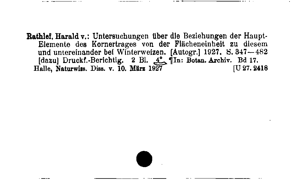 [Katalogkarte Dissertationenkatalog bis 1980]