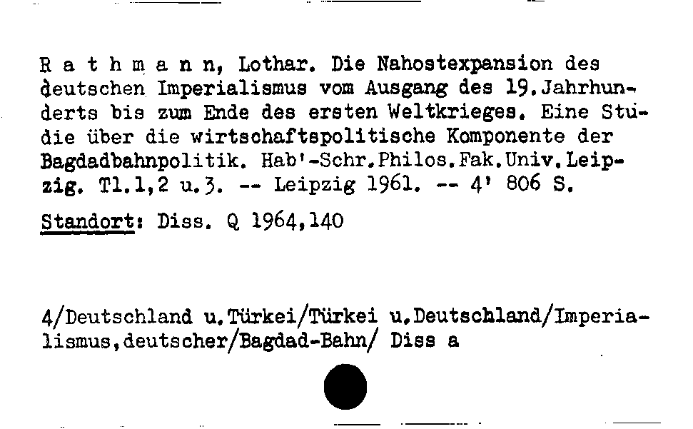 [Katalogkarte Dissertationenkatalog bis 1980]