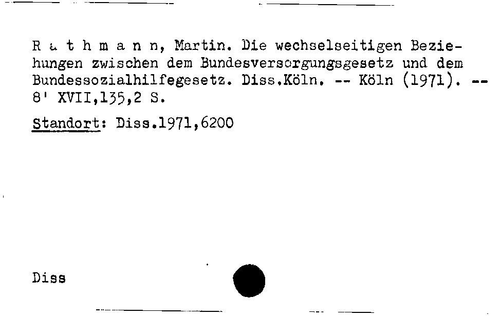 [Katalogkarte Dissertationenkatalog bis 1980]