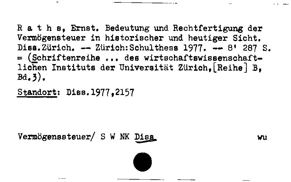 [Katalogkarte Dissertationenkatalog bis 1980]