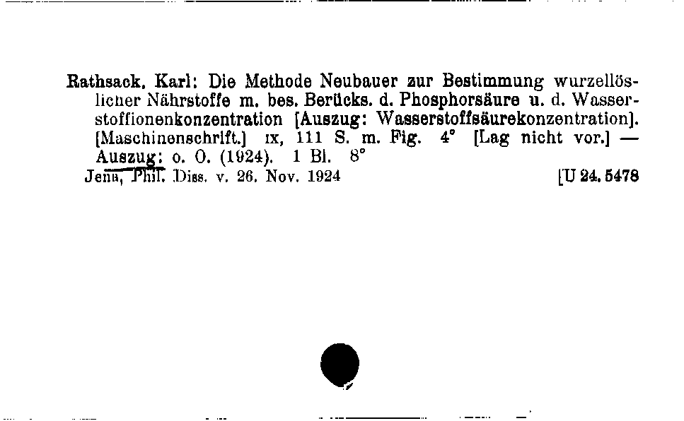 [Katalogkarte Dissertationenkatalog bis 1980]