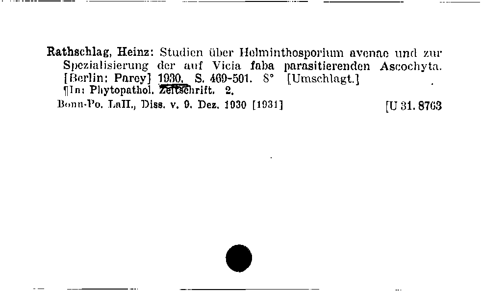 [Katalogkarte Dissertationenkatalog bis 1980]