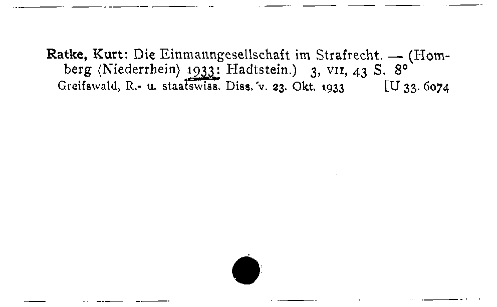 [Katalogkarte Dissertationenkatalog bis 1980]