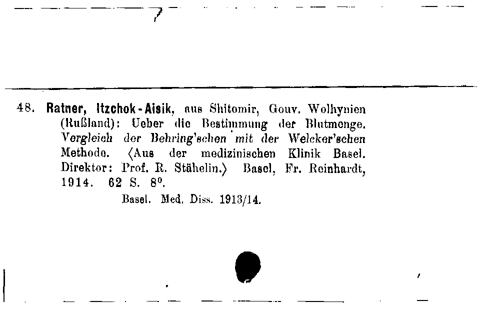 [Katalogkarte Dissertationenkatalog bis 1980]