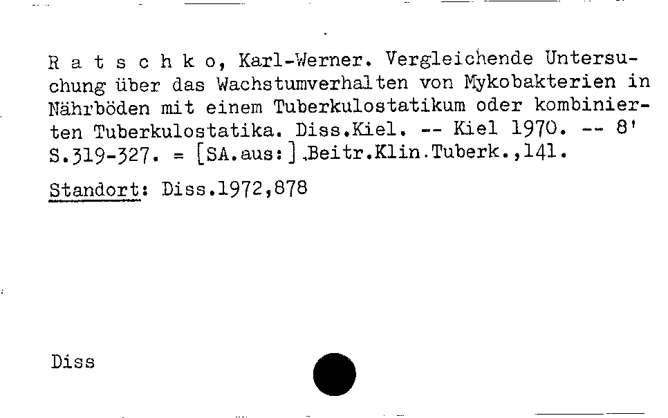 [Katalogkarte Dissertationenkatalog bis 1980]