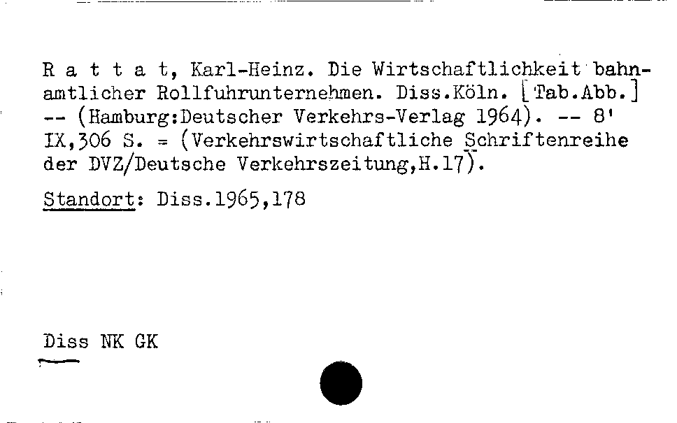 [Katalogkarte Dissertationenkatalog bis 1980]