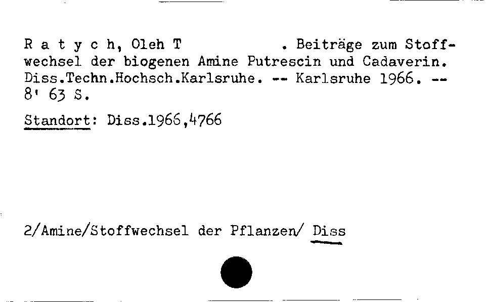 [Katalogkarte Dissertationenkatalog bis 1980]