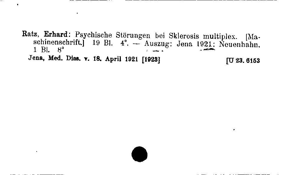 [Katalogkarte Dissertationenkatalog bis 1980]