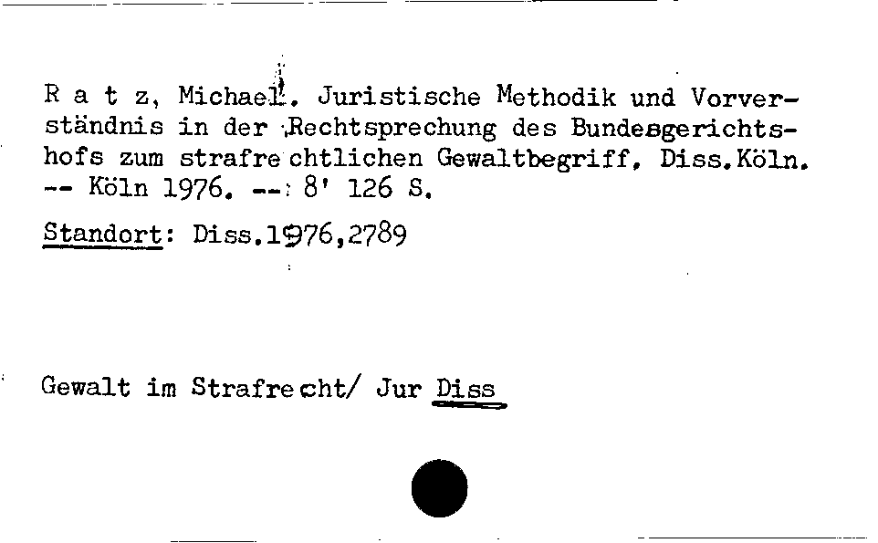 [Katalogkarte Dissertationenkatalog bis 1980]