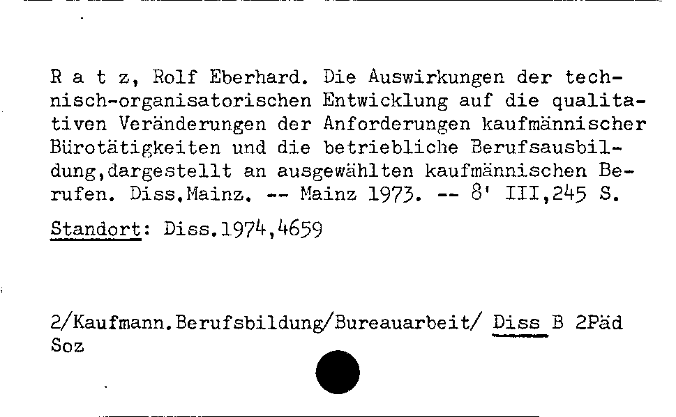 [Katalogkarte Dissertationenkatalog bis 1980]