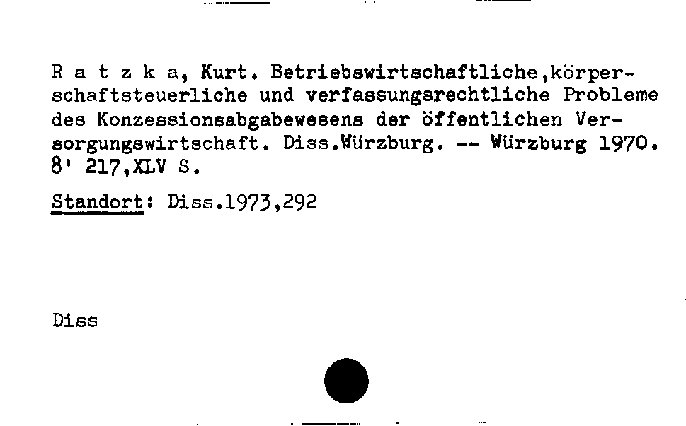 [Katalogkarte Dissertationenkatalog bis 1980]